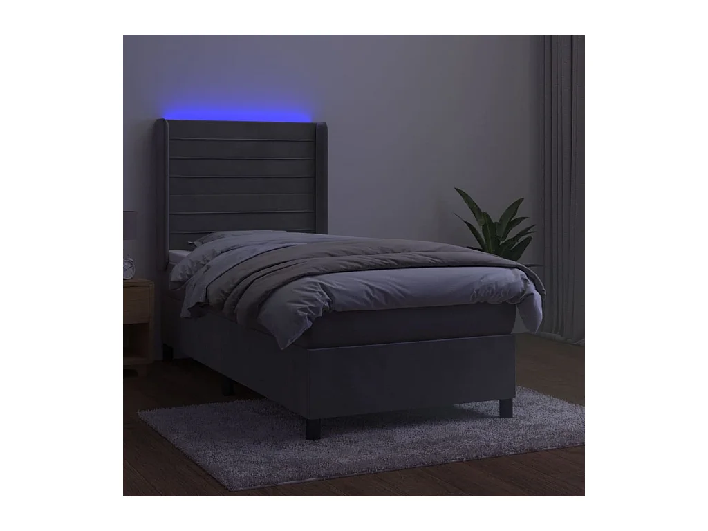 Cadre de lit LED tissu grise 203 x 103 x 128 cm TDL0207905