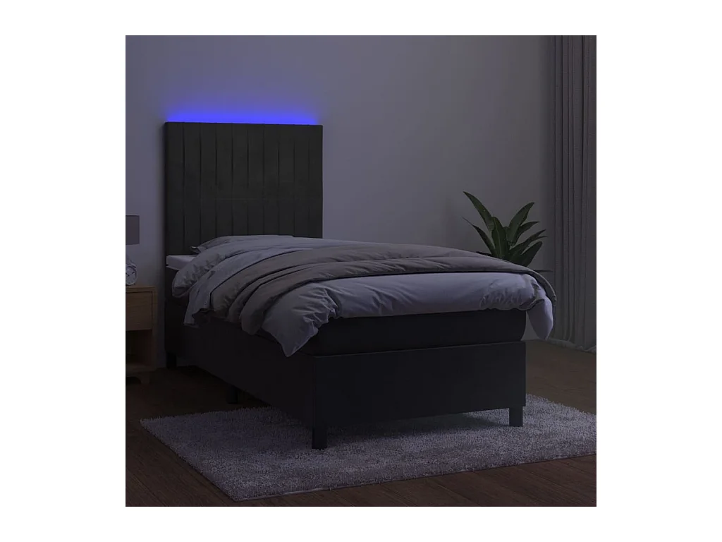 Cadre de lit LED tissu grise 203 x 100 x 128 cm TDL0207751
