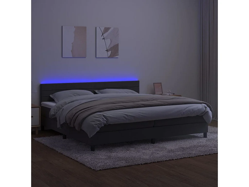 Cadre de lit LED tissu grise 203 x 200 x 88 cm TDL0207686