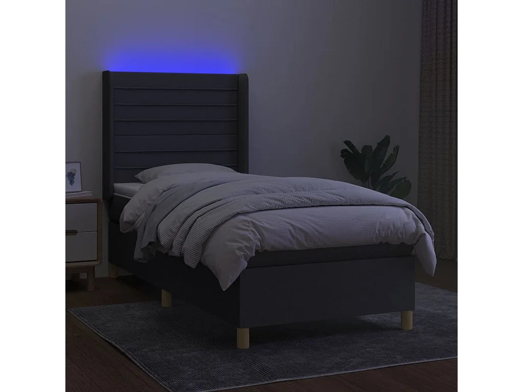 Cadre de lit LED tissu grise 203 x 103 x 128 cm TDL0208449