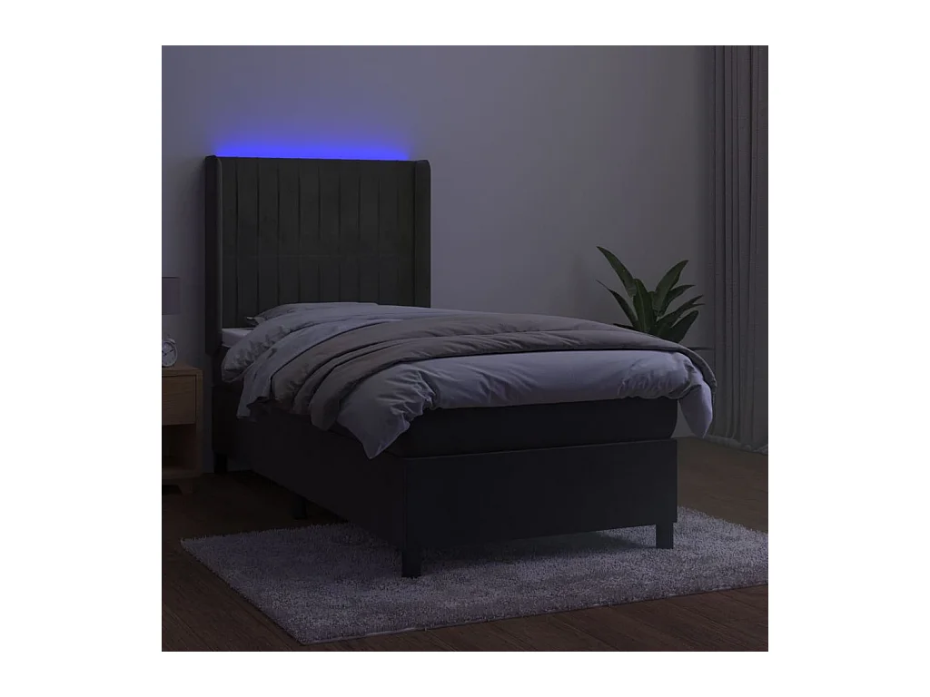 Cadre de lit LED tissu grise 203 x 103 x 128 cm TDL0207756