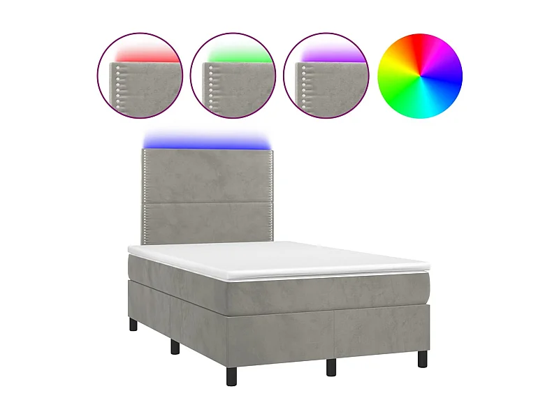 Cadre de lit LED tissu grise 203 x 120 x 128 cm TDL0207863