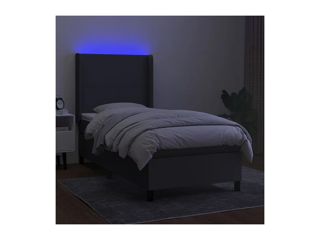 Cadre de lit LED tissu grise 203 x 103 x 128 cm TDL0208441