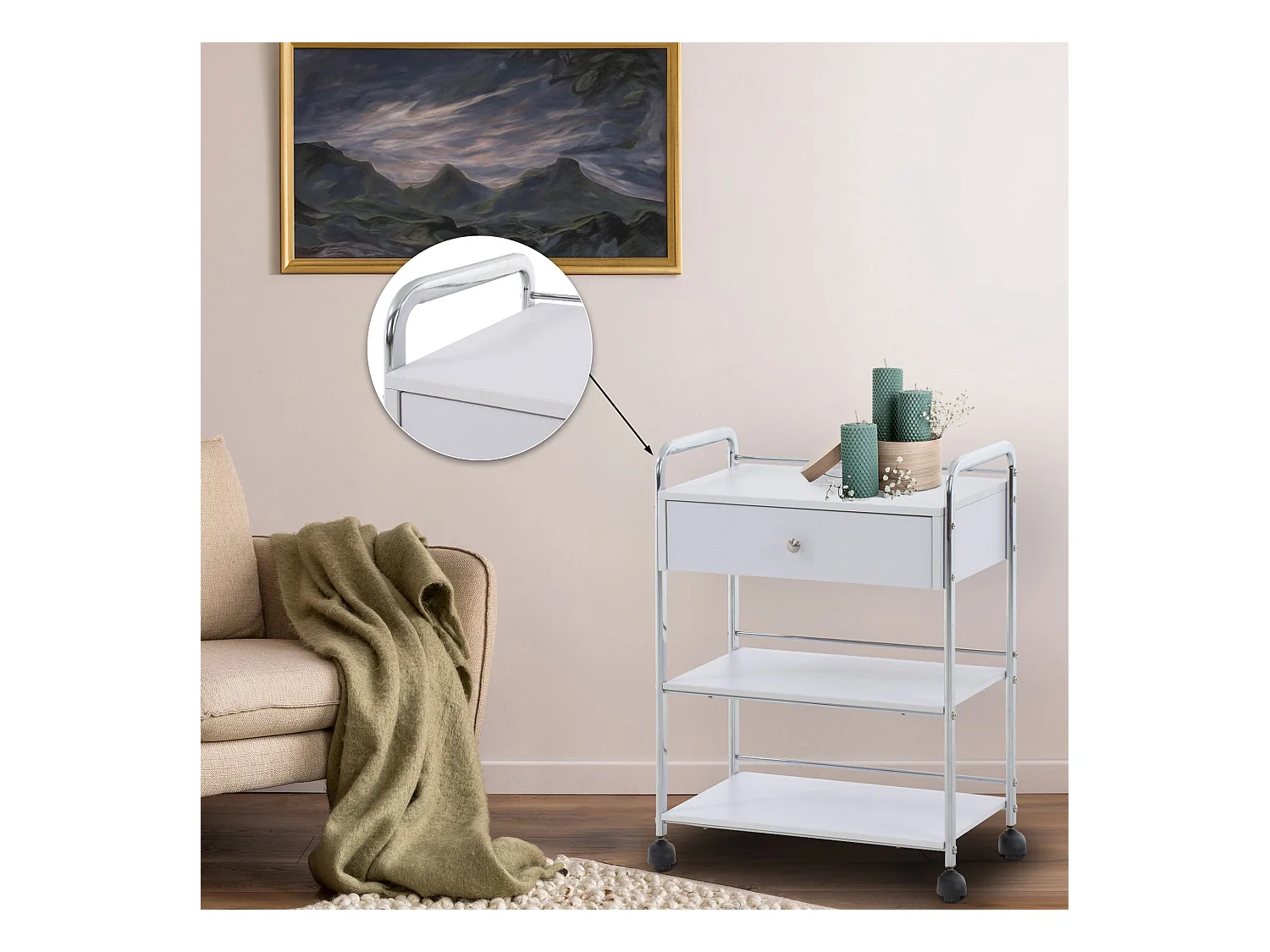 Chariot de service caisson blanche 59 x 36 x 82 cm 10_0003064