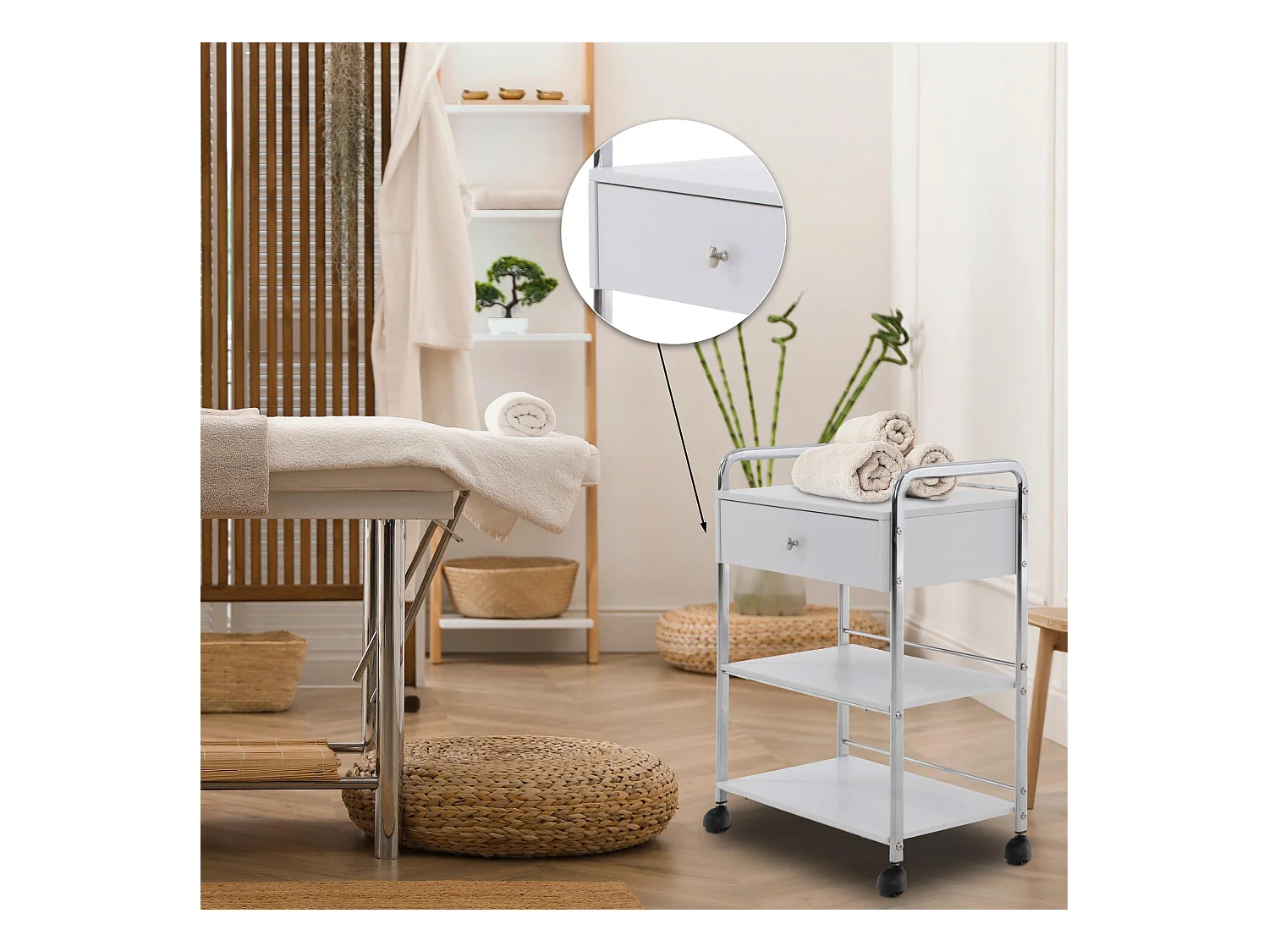 Chariot de service caisson blanche 59 x 36 x 82 cm 10_0003064