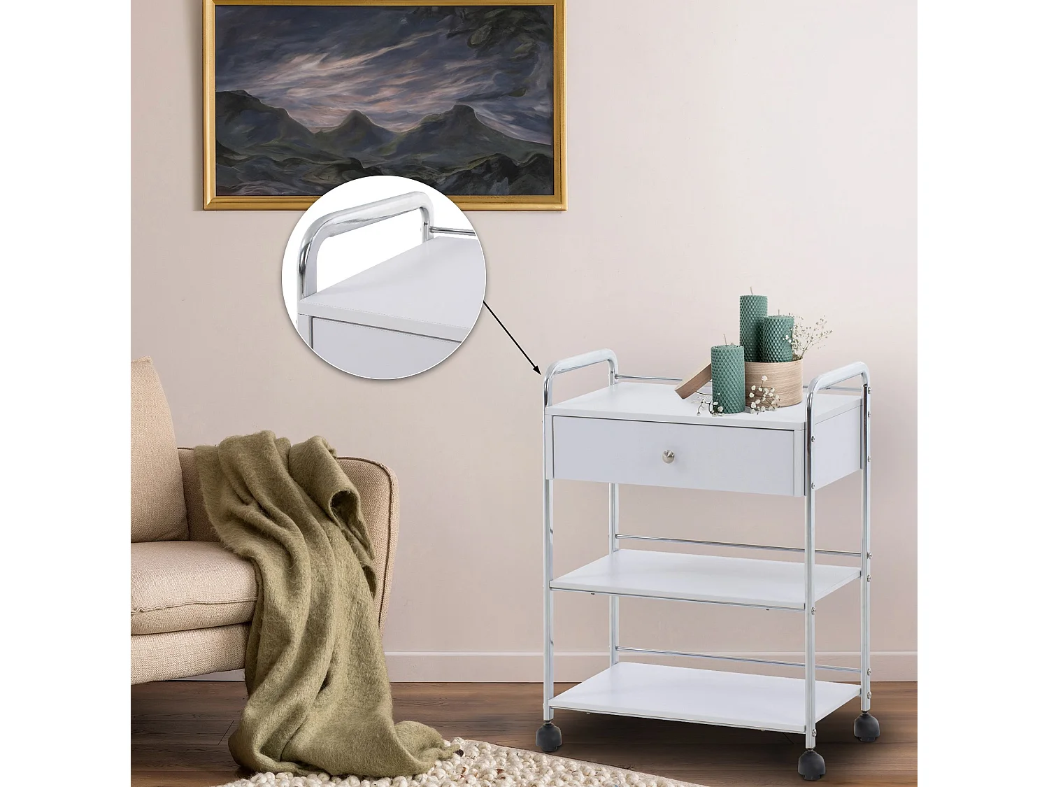 Chariot de service caisson blanche 59 x 36 x 82 cm 10_0003064