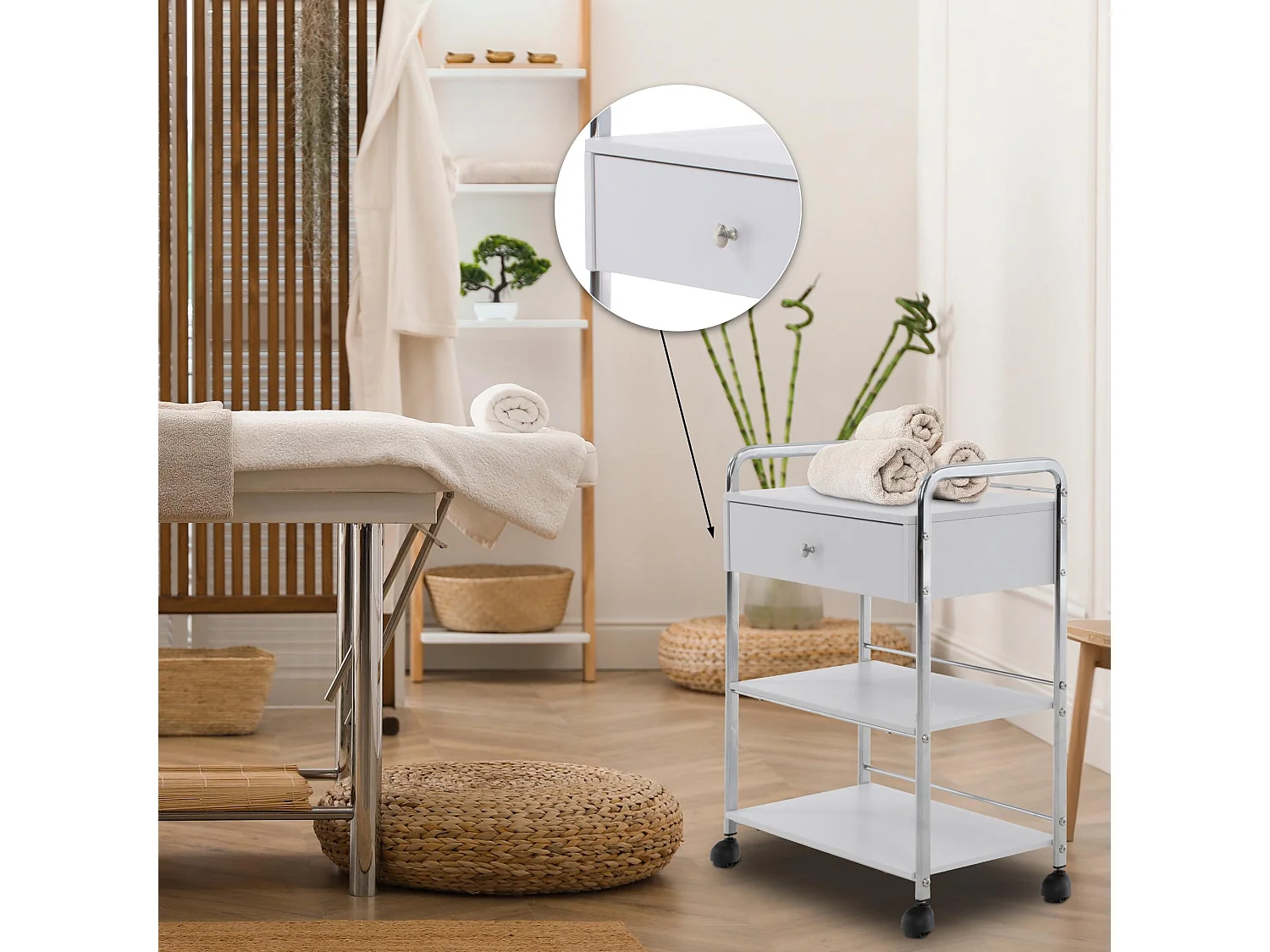 Chariot de service caisson blanche 59 x 36 x 82 cm 10_0003064