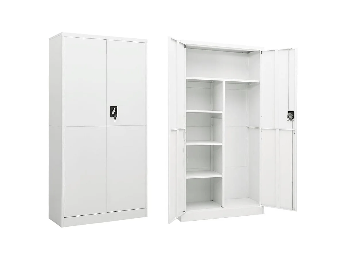 Meuble de bureau armoire blanche 90 x 40 x 180 cm DEC024487