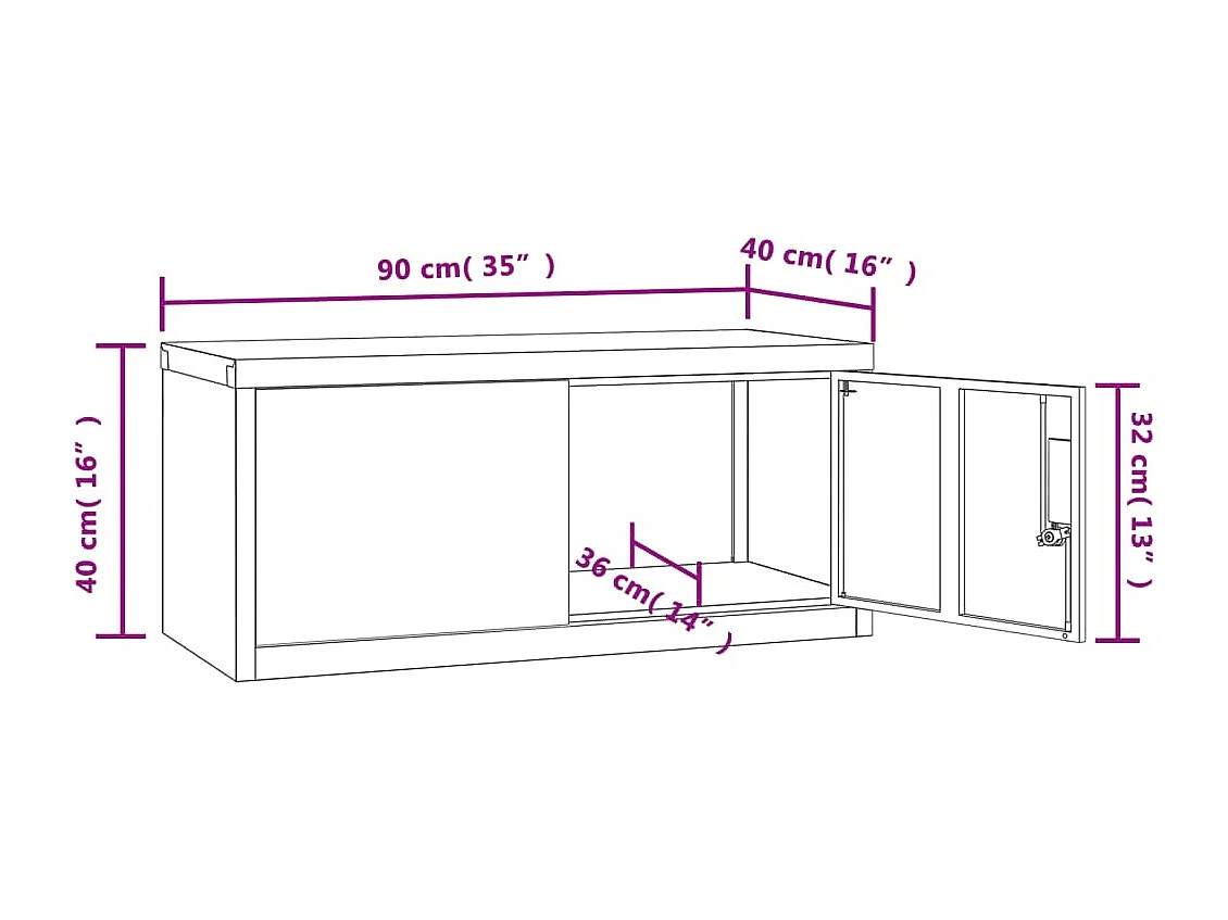 Armoire de bureau caissons grise 90 x 40 x 40 cm DEC024542