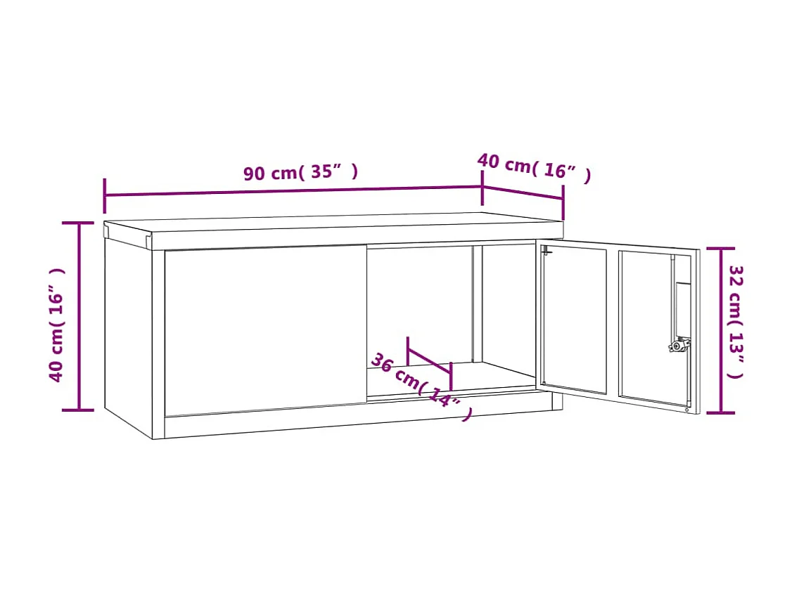 Armoire de bureau caissons grise 90 x 40 x 40 cm DEC024542
