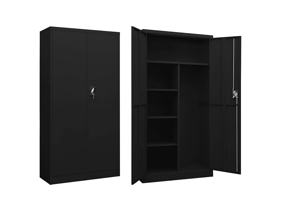 Meuble de bureau armoire noire 90 x 40 x 180 cm DEC024489