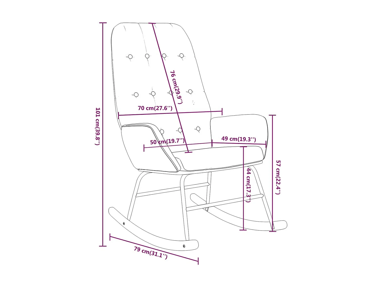 Fauteuil à bascule d'allaitement tissu jaune 70 x 79 x 101 cm DEC029007