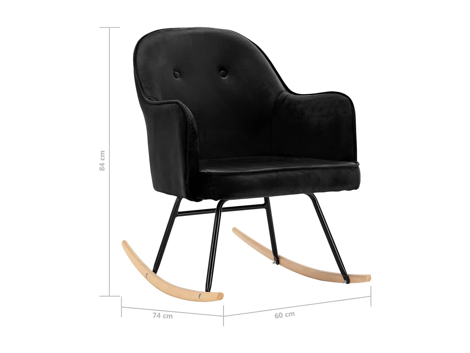 Fauteuil à bascule d'allaitement noire 60 x 74 x 84 cm DEC029065