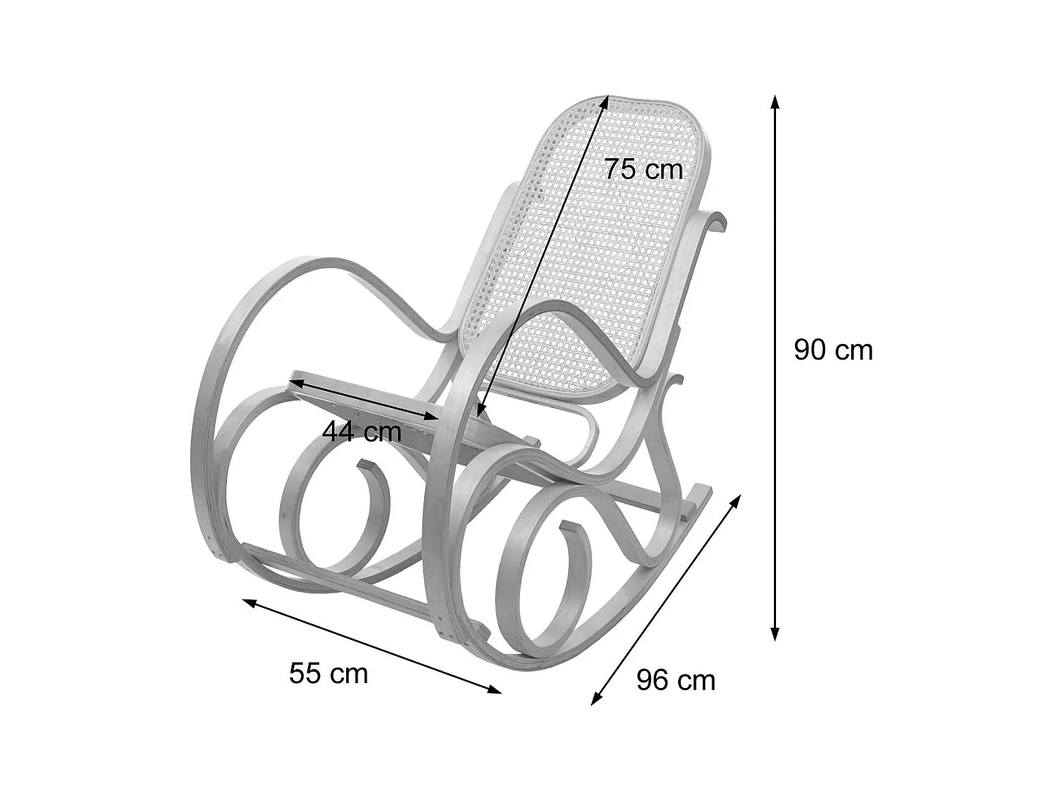 Fauteuil à bascule rocking bois bleue 55 x 96 x 90 cm M10_005506