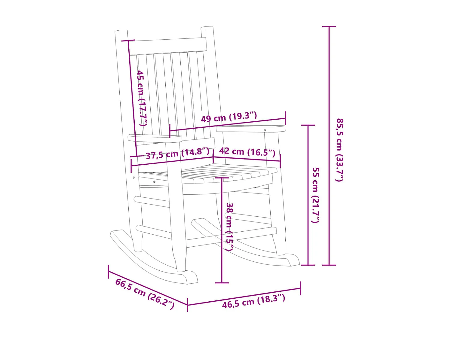 Chaise à bascule pour bois marron 49 x 66.5 x 85.5 cm DEC028936