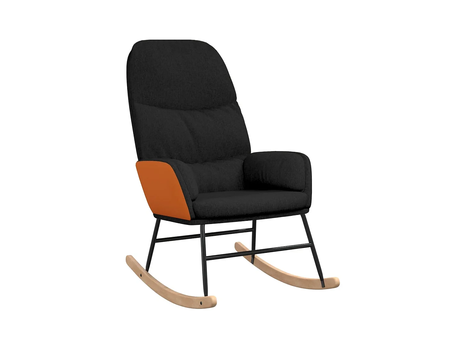 Fauteuil à bascule rembourré tissu noire 70 x 79 x 105 cm DEC029053