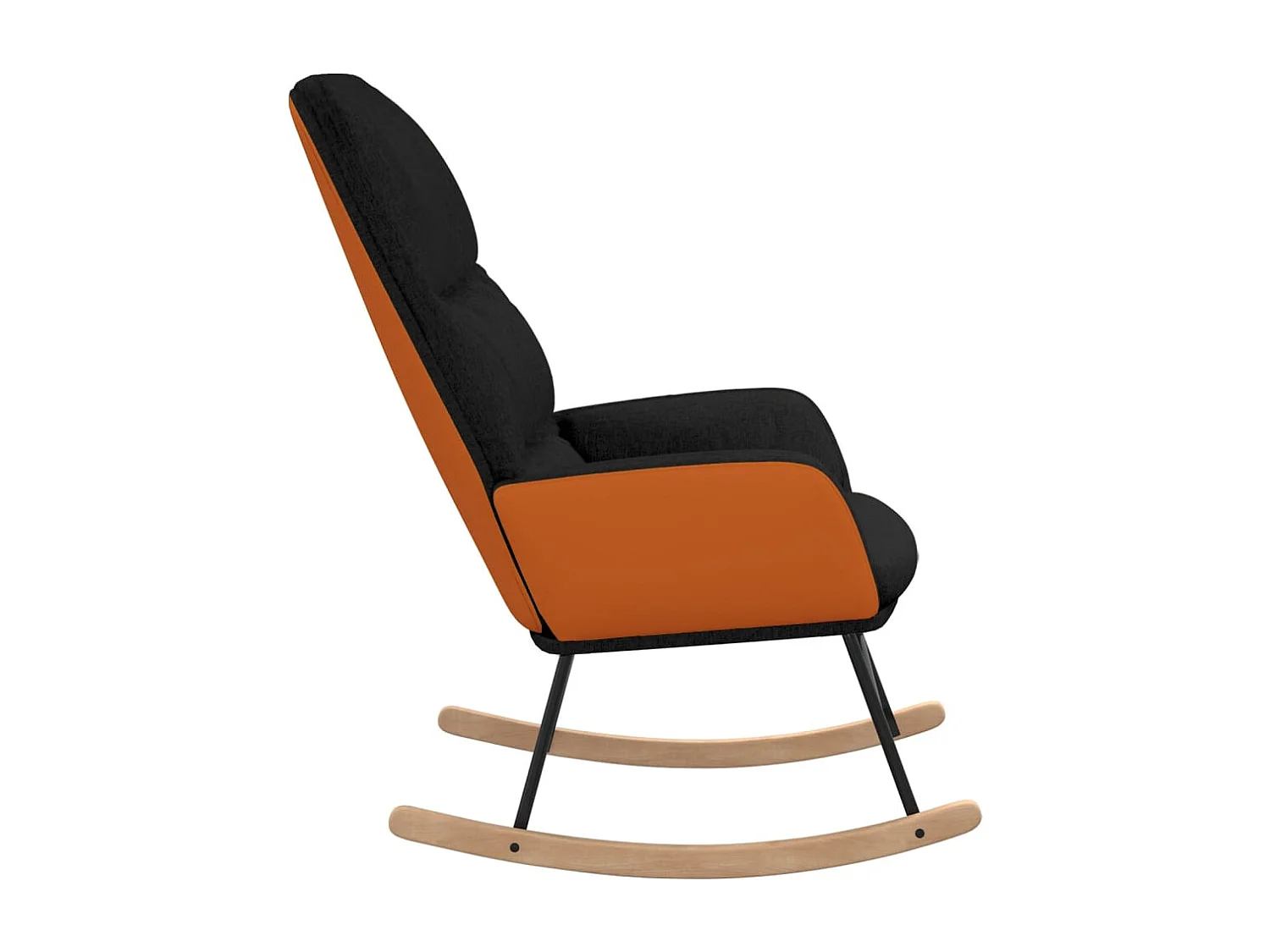 Fauteuil à bascule rembourré tissu noire 70 x 79 x 105 cm DEC029053