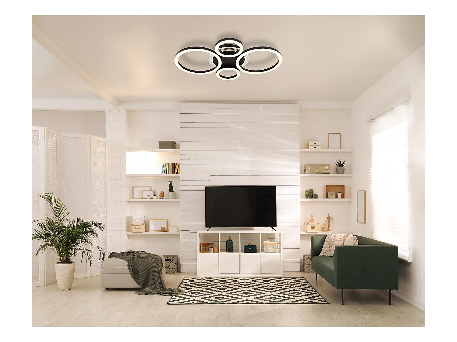 Plafonnier métal noir mat, LED