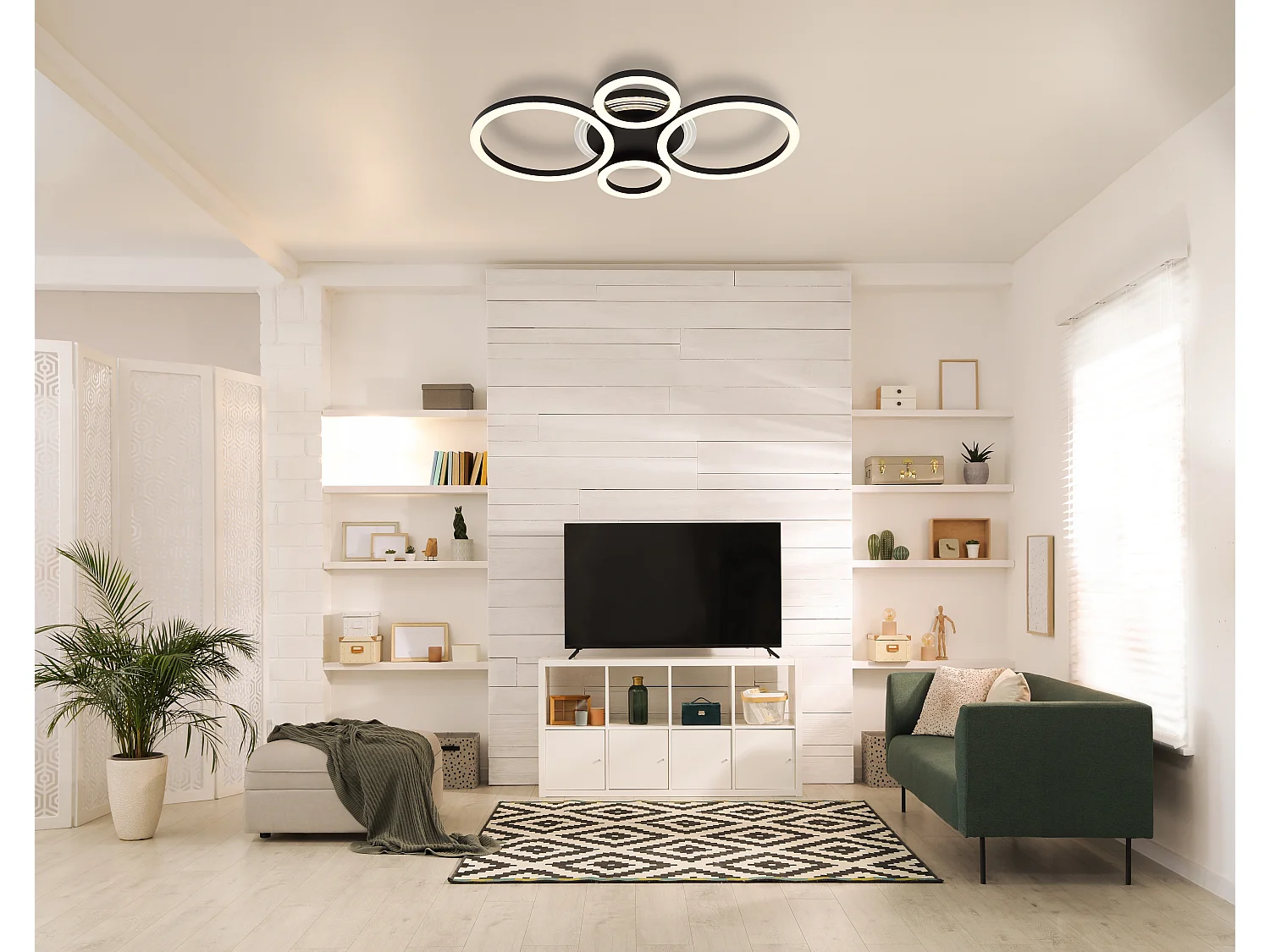 Plafonnier métal noir mat, LED