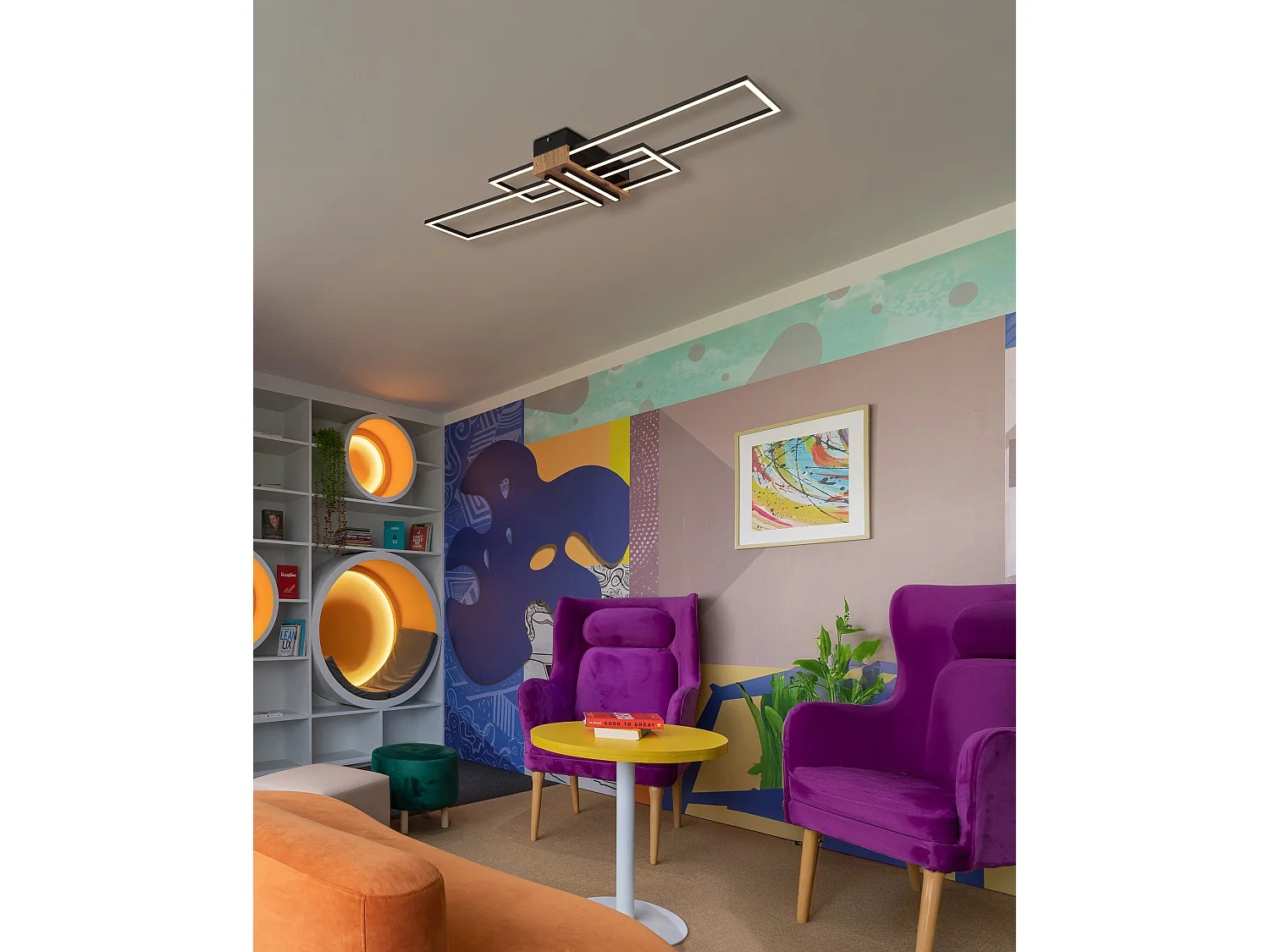 Plafonnier métal noir mat, LED