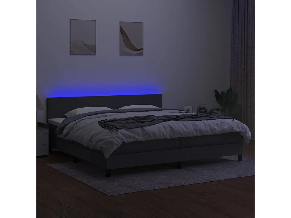 Cadre de lit LED tissu grise 203 x 200 x 88 cm TDL0208312