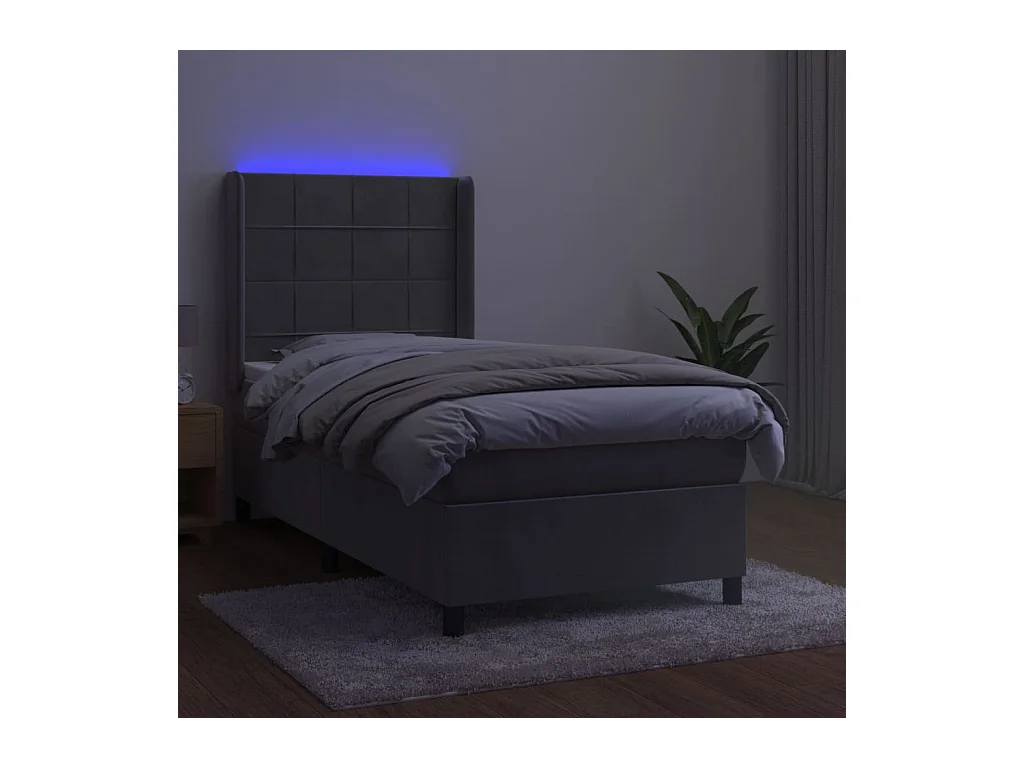 Cadre de lit LED tissu grise 203 x 103 x 128 cm TDL0207914