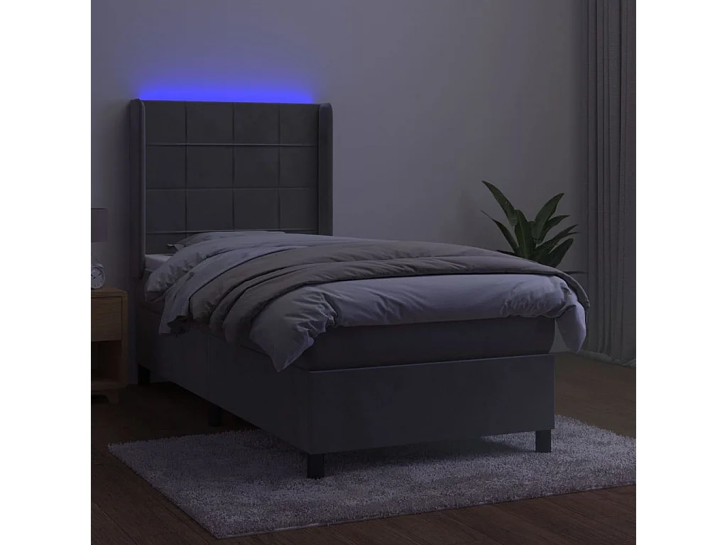 Cadre de lit LED tissu grise 203 x 103 x 128 cm TDL0207914