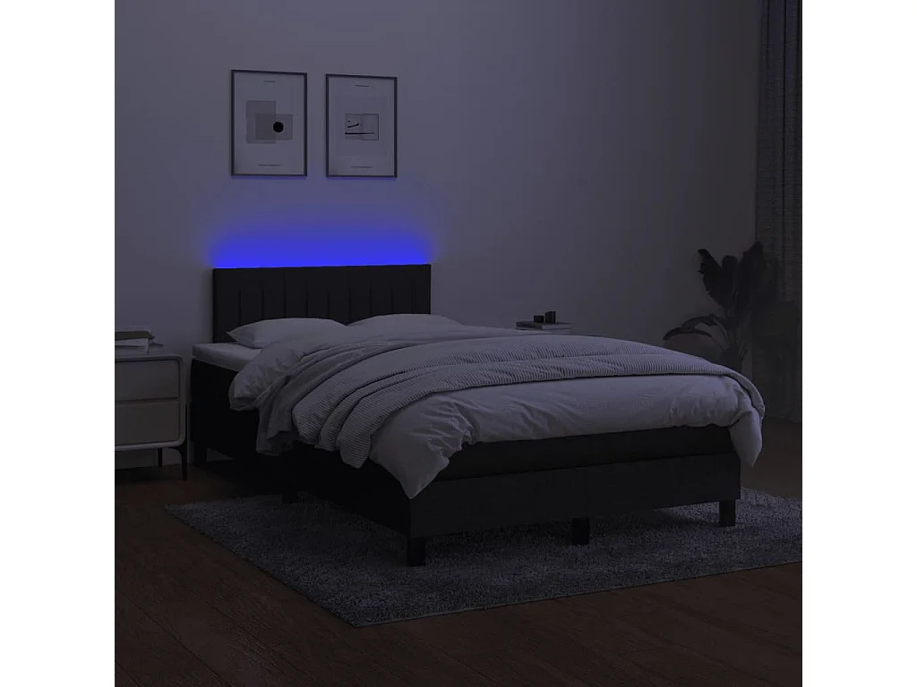 Cadre de lit LED tissu noire 203 x 120 x 88 cm TDL0209291