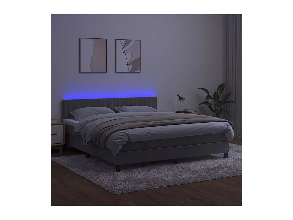 Cadre de lit LED tissu grise 203 x 160 x 88 cm TDL0207817