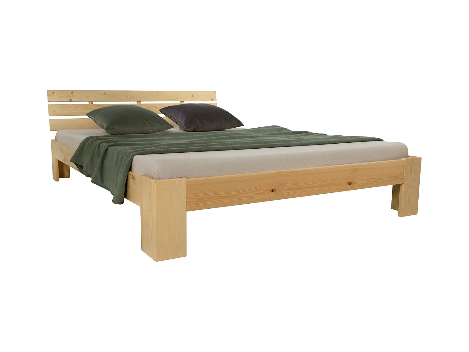 Lit adulte avec sommier bois marron 204 x 124 x 66 cm LIT06229