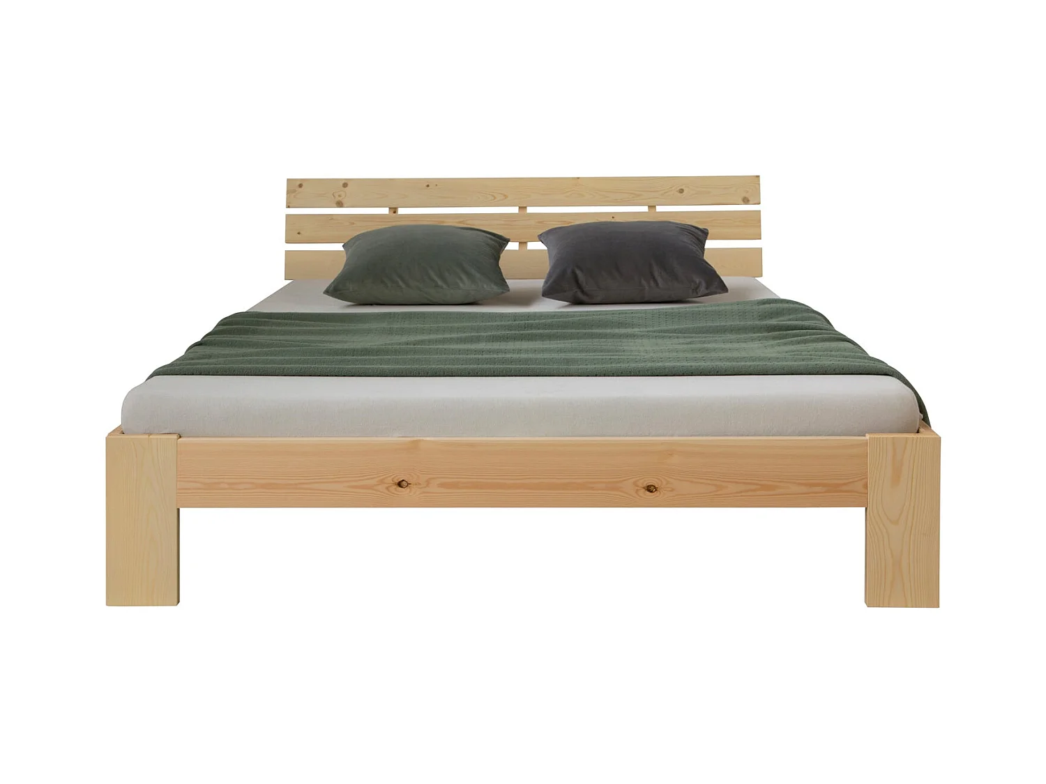 Lit adulte avec sommier bois marron 204 x 124 x 66 cm LIT06229