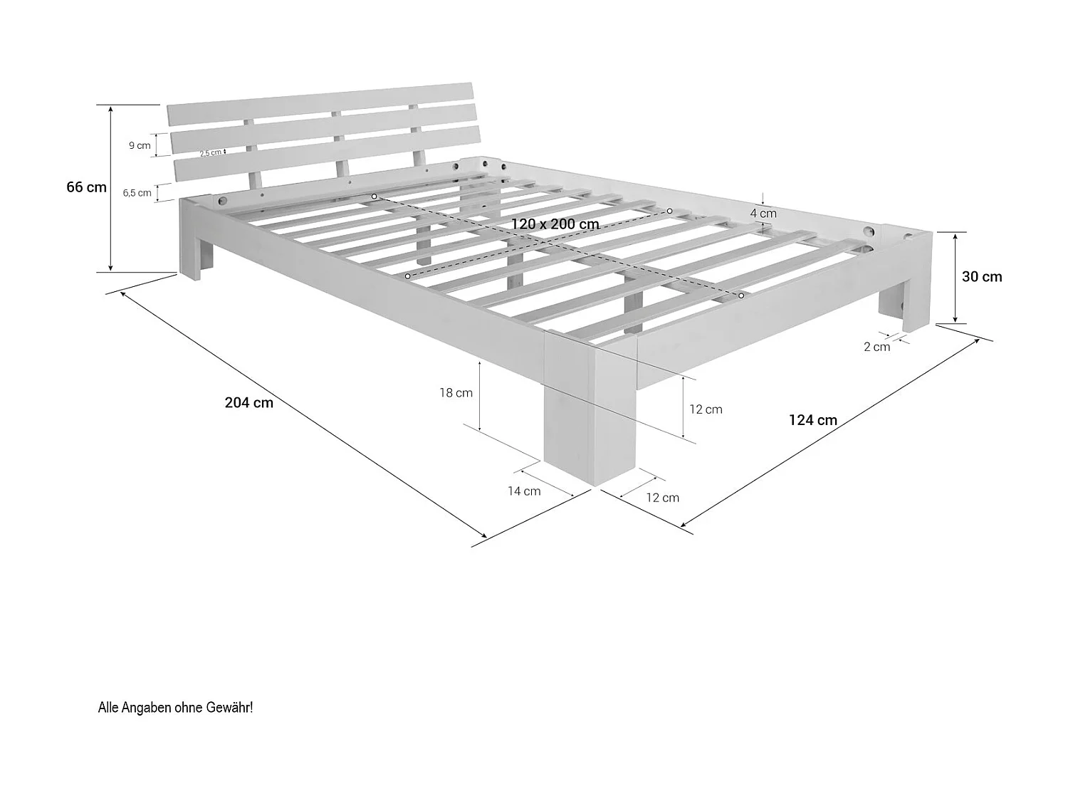 Lit adulte avec sommier bois marron 204 x 124 x 66 cm LIT06229