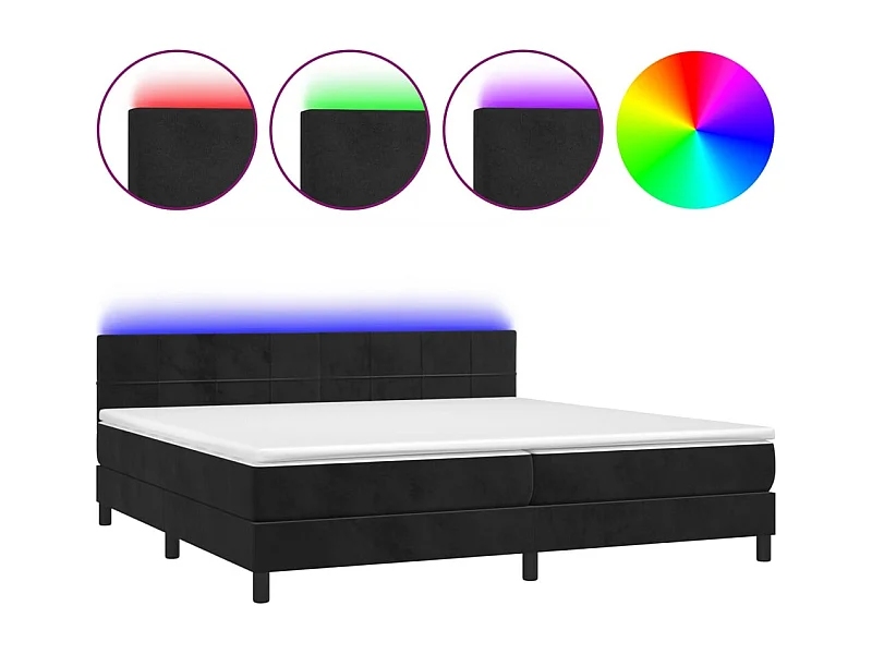 Cadre de lit LED tissu noire 203 x 200 x 88 cm TDL0209145