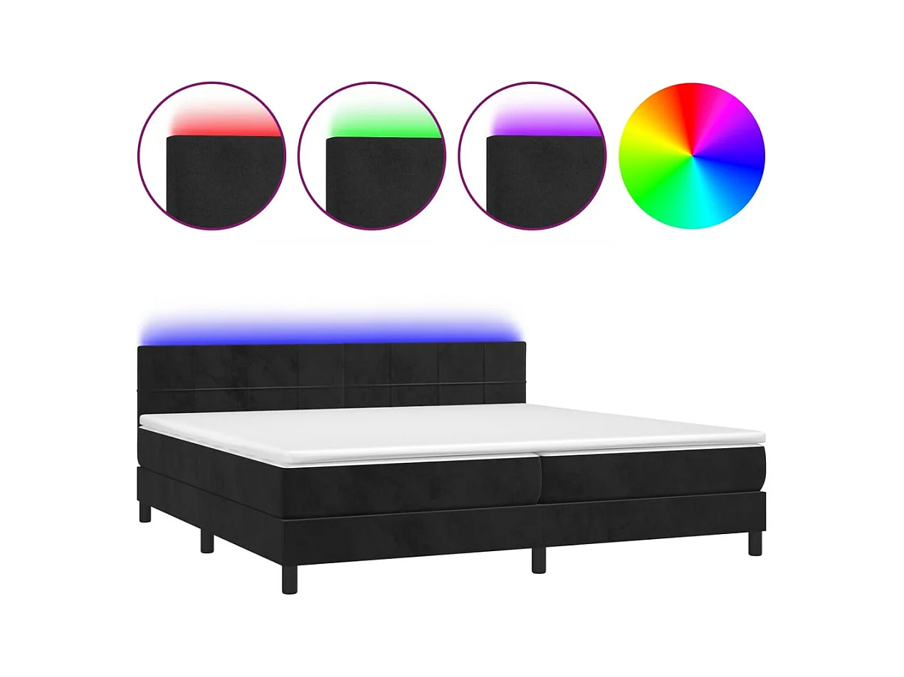 Cadre de lit LED tissu noire 203 x 200 x 88 cm TDL0209145
