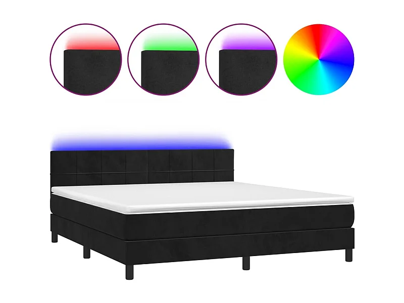 Cadre de lit LED tissu noire 203 x 160 x 88 cm TDL0209174