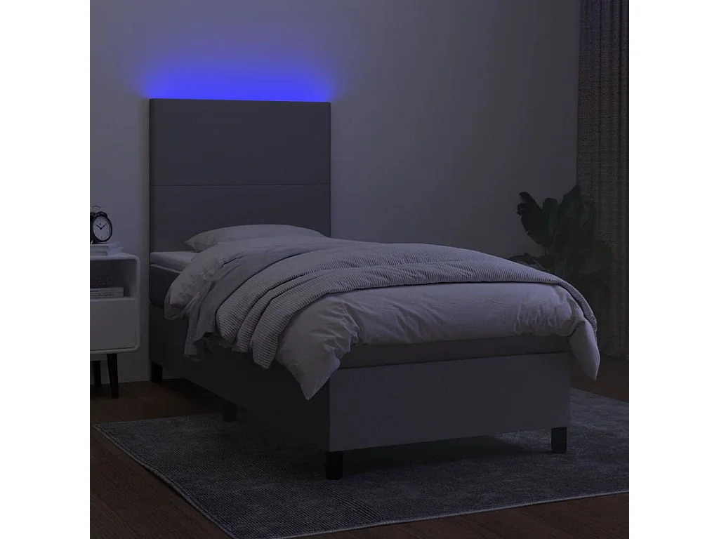 Cadre de lit LED tissu grise 203 x 100 x 128 cm TDL0207951