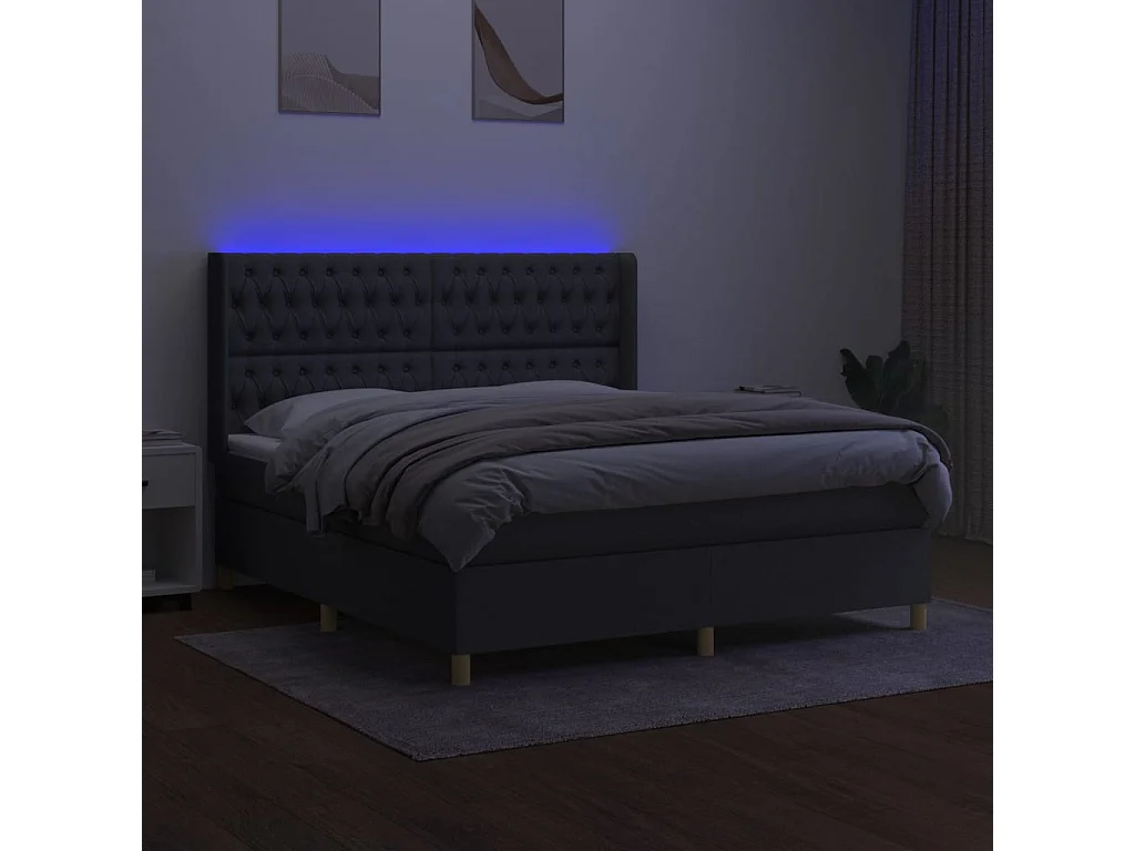 Cadre de lit LED tissu grise 203 x 163 x 128 cm TDL0208338