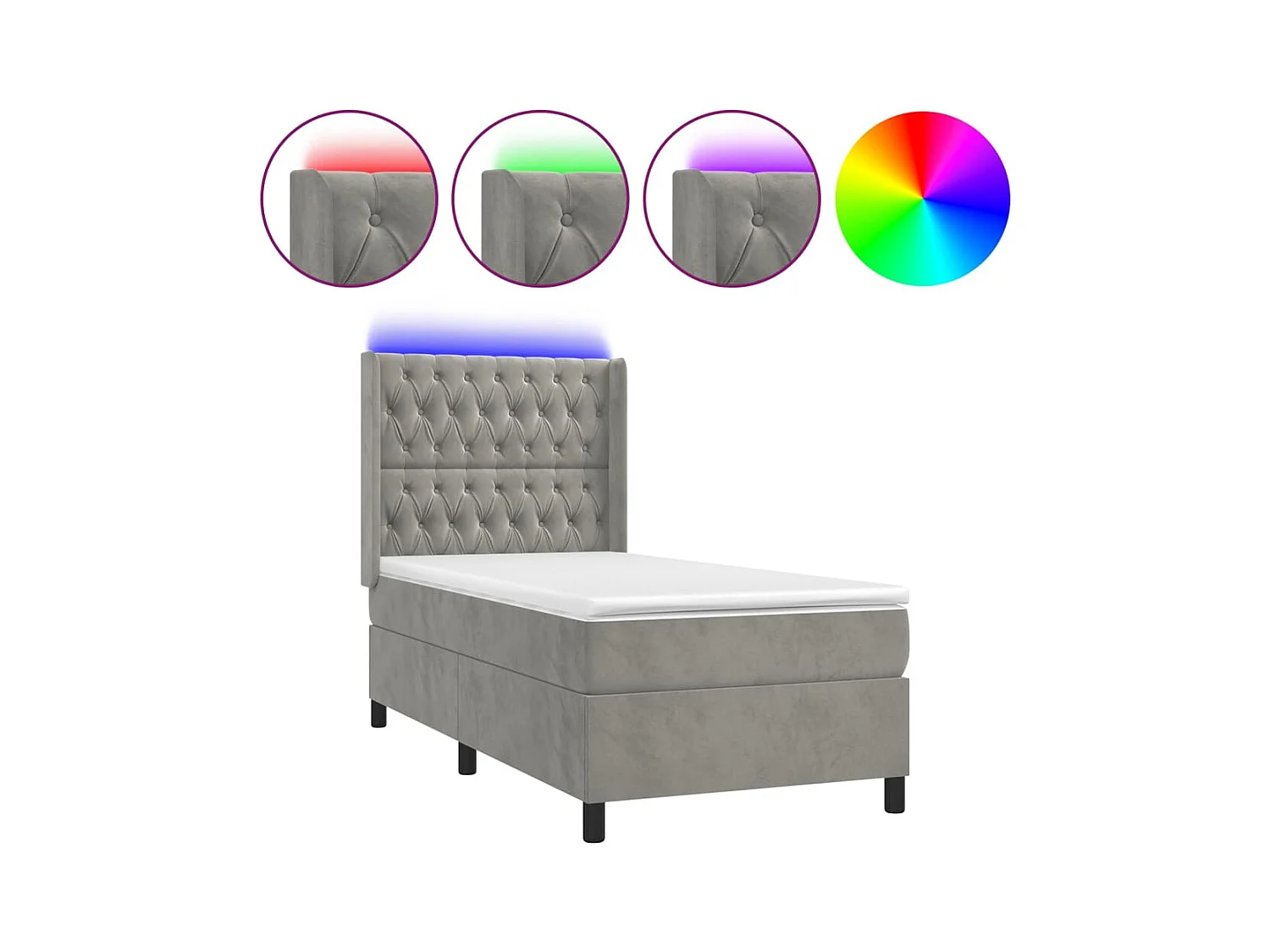 Cadre de lit LED tissu grise 203 x 103 x 128 cm TDL0207917