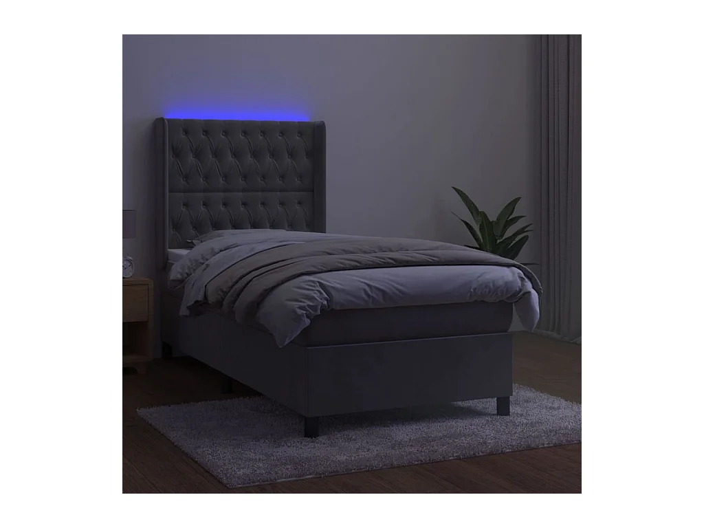 Cadre de lit LED tissu grise 203 x 103 x 128 cm TDL0207917