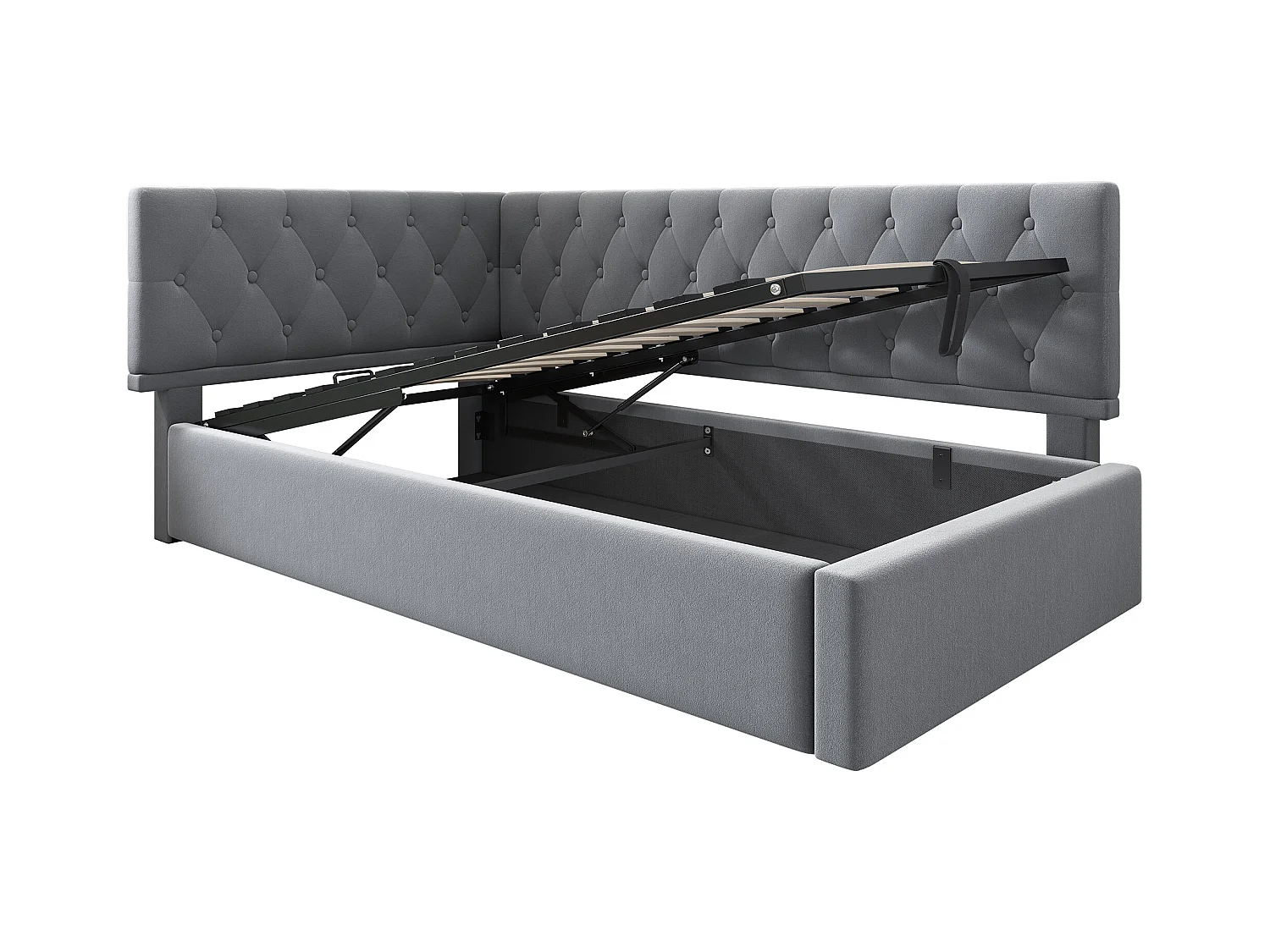 Sofabett mit Stauraum 90×190 cm - mit Veloursstoff - mit Lattenrost - grau (ohne Matratze)