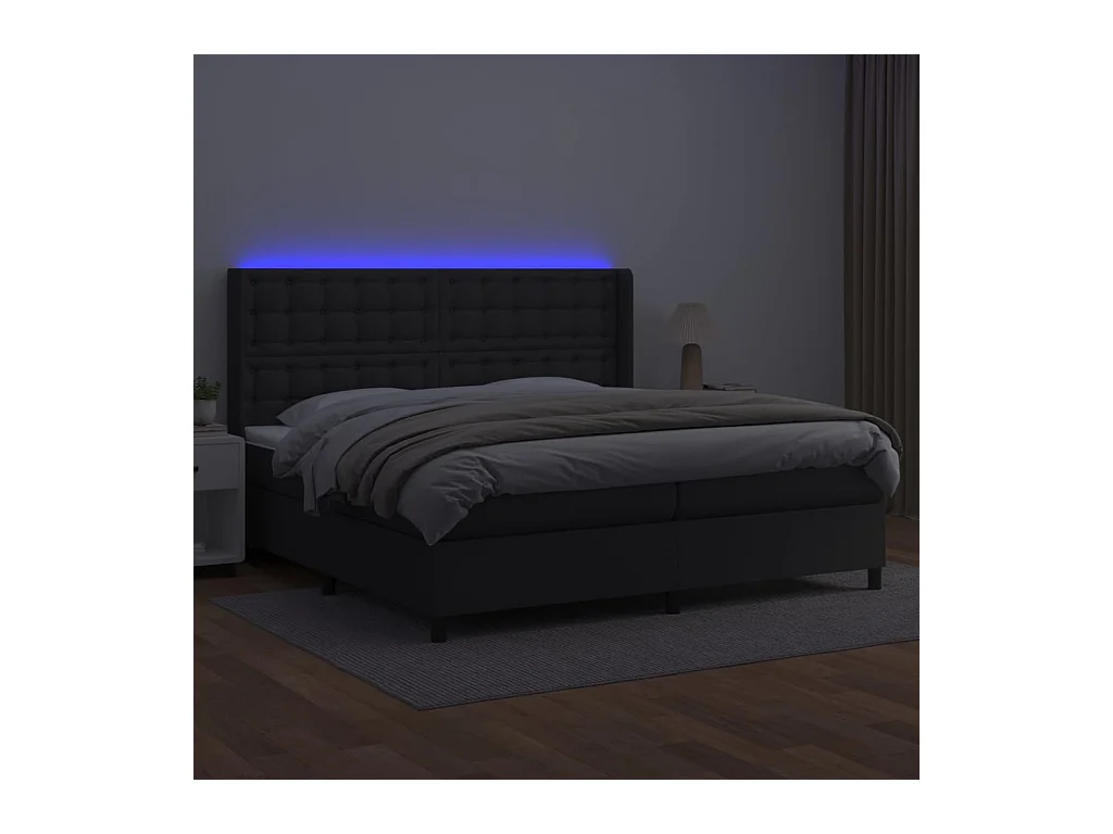 Cadre de lit LED noire 203 x 203 x 128 cm TDL0209139