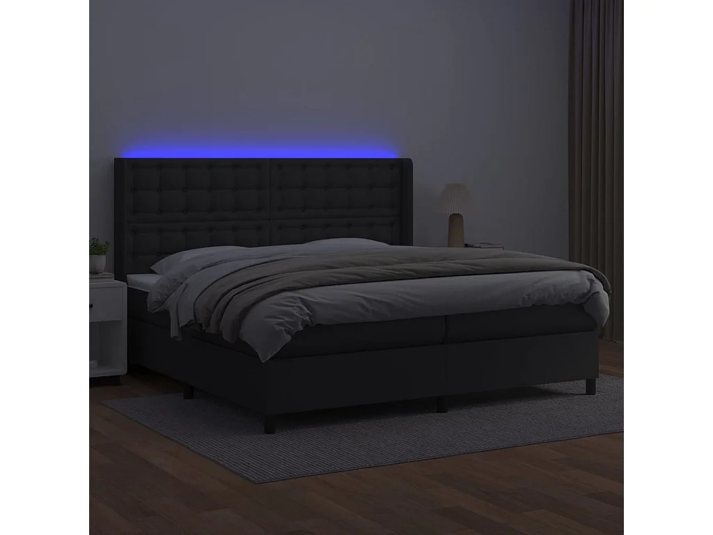Cadre de lit LED noire 203 x 203 x 128 cm TDL0209139