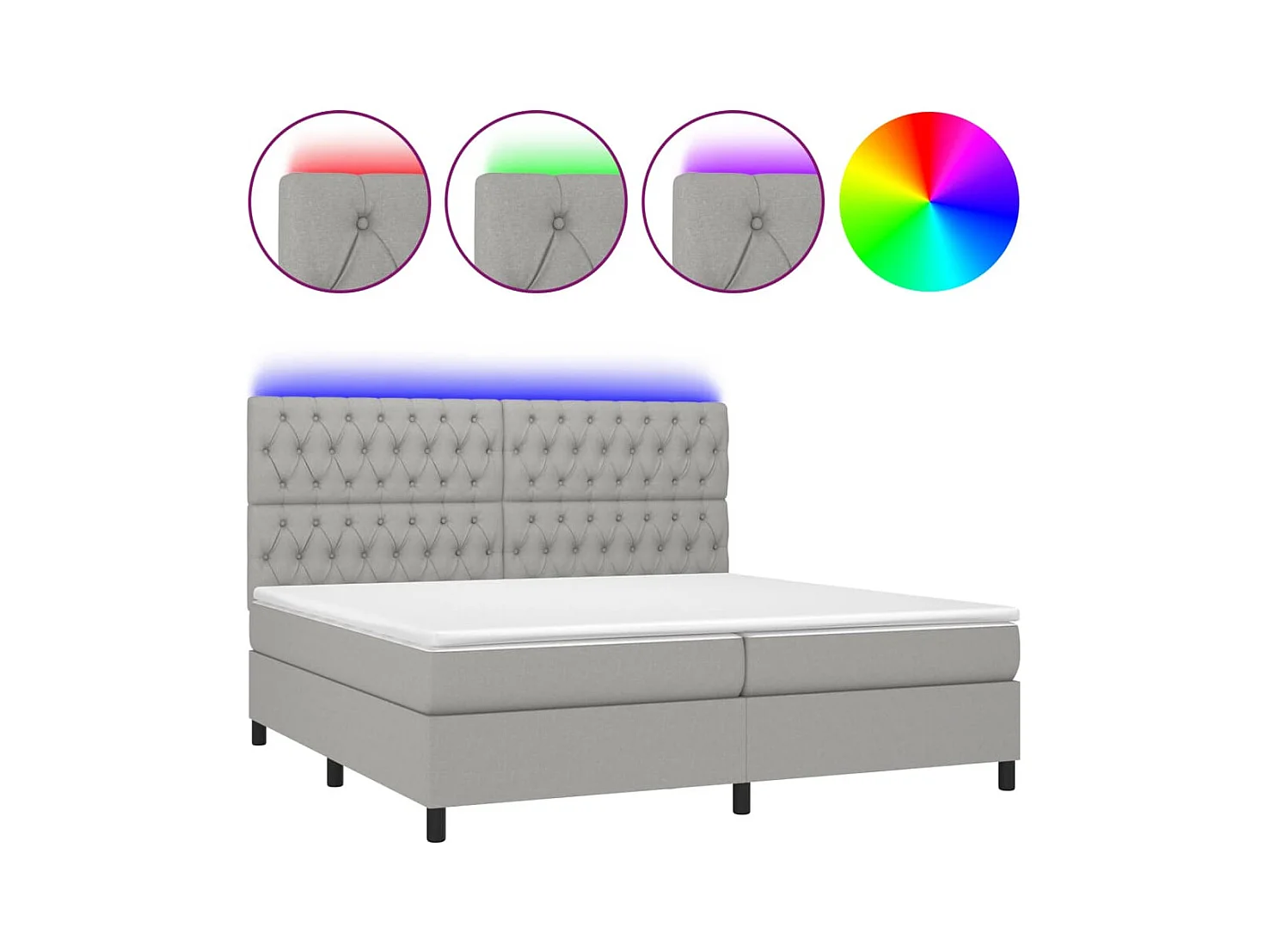 Cadre de lit LED tissu grise 203 x 200 x 128 cm TDL0207775