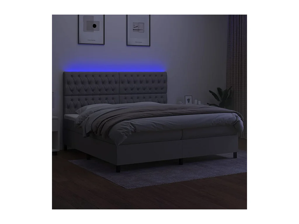 Cadre de lit LED tissu grise 203 x 200 x 128 cm TDL0207775