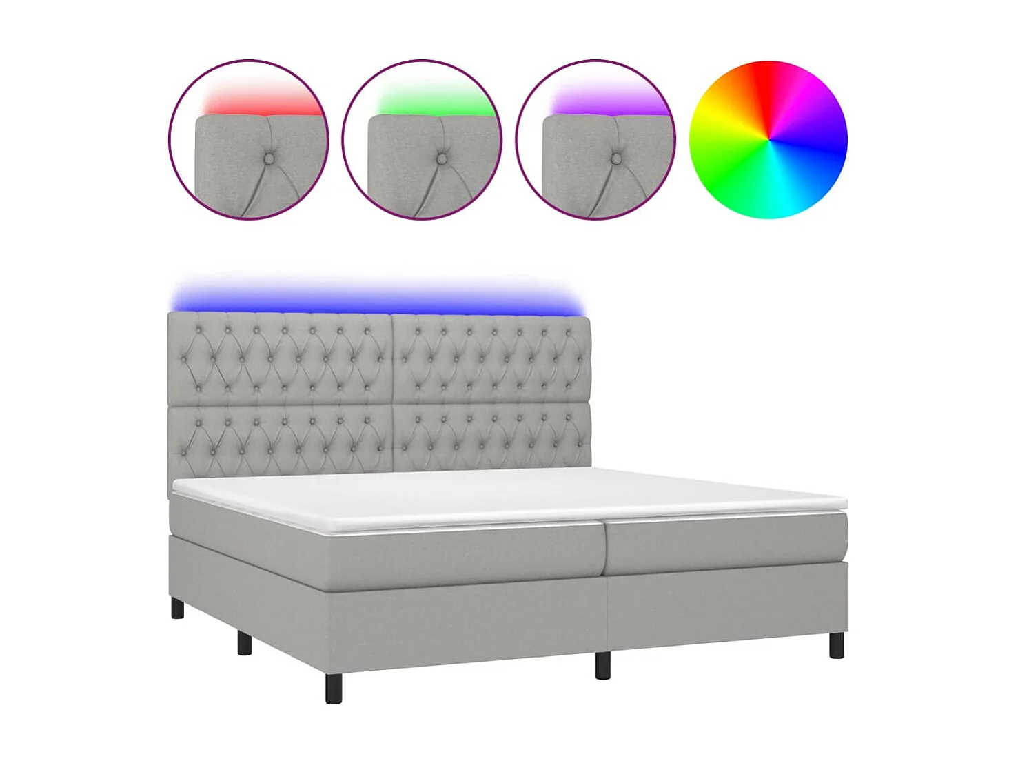 Cadre de lit LED tissu grise 203 x 200 x 128 cm TDL0207775