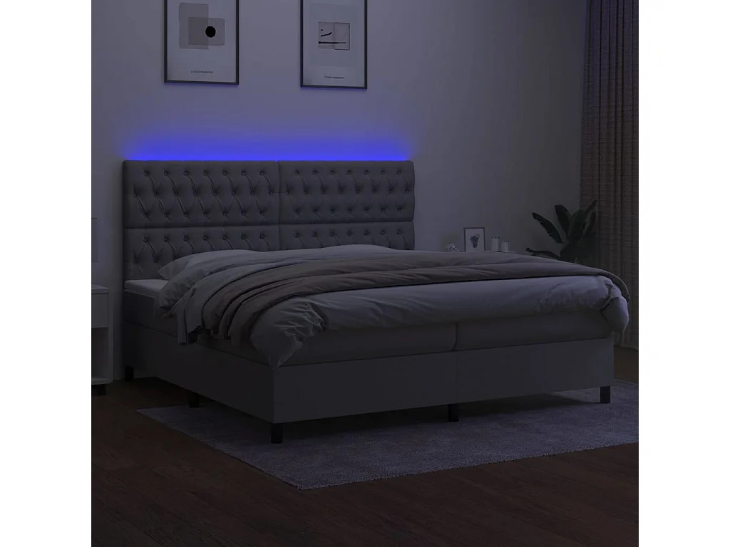 Cadre de lit LED tissu grise 203 x 200 x 128 cm TDL0207775