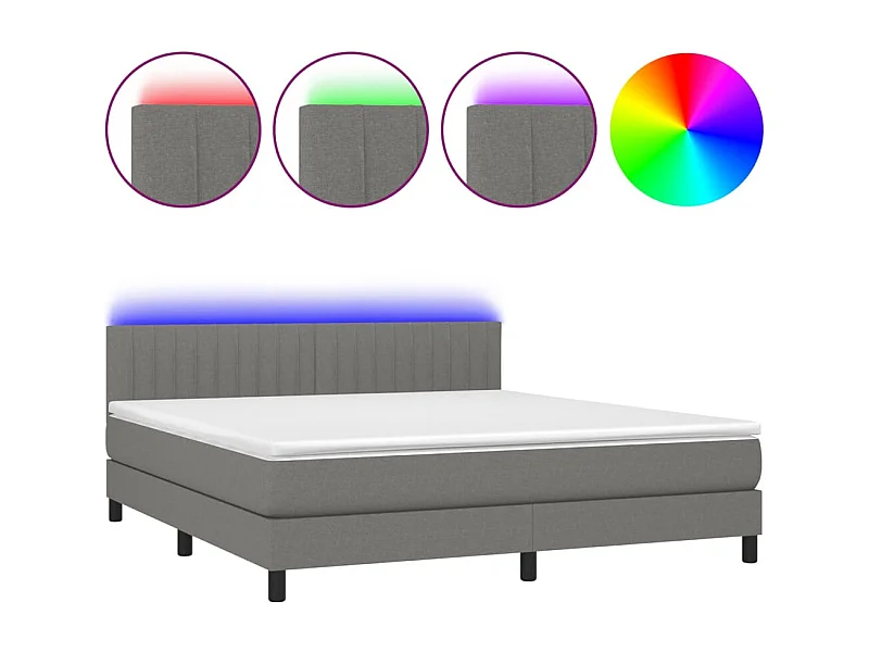 Cadre de lit LED tissu grise 203 x 180 x 88 cm TDL0208322