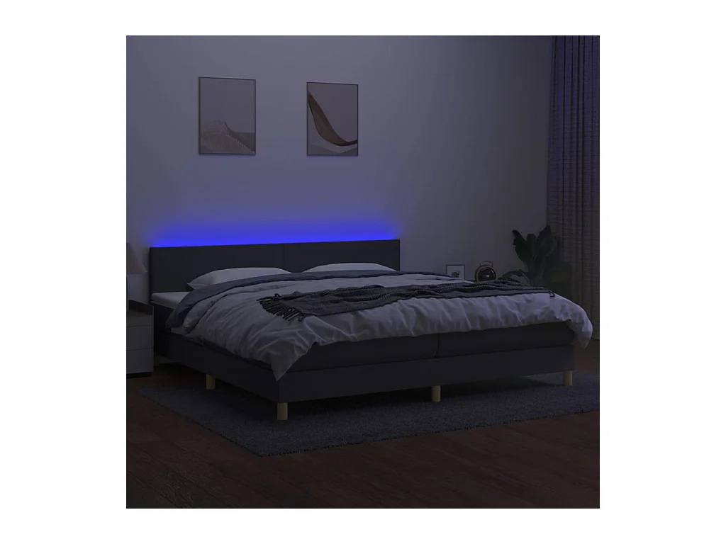 Cadre de lit LED tissu grise 203 x 200 x 88 cm TDL0208294