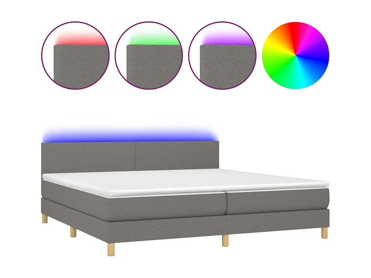 Cadre de lit LED tissu grise 203 x 200 x 88 cm TDL0208294
