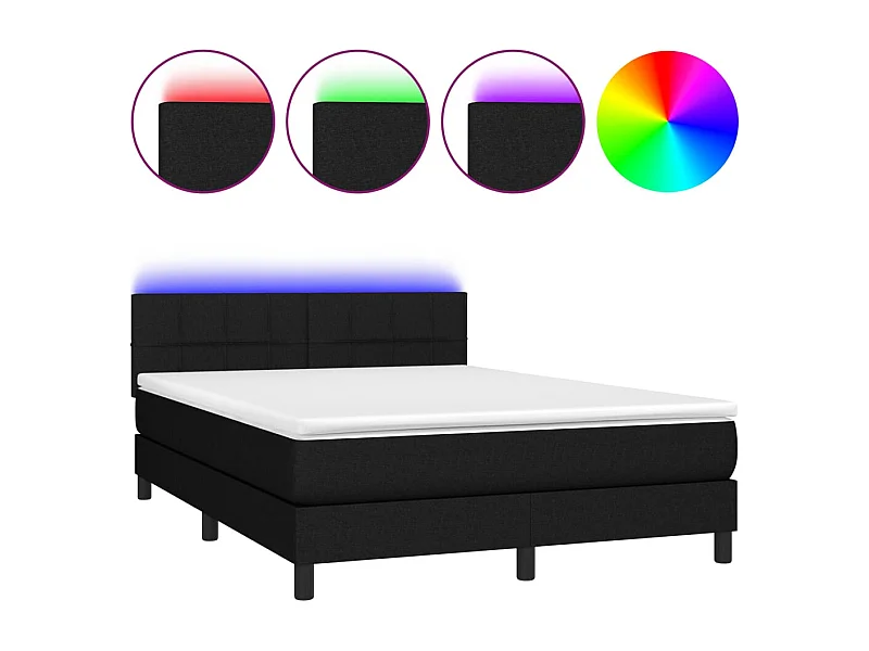 Cadre de lit LED tissu noire 193 x 144 x 88 cm TDL0209253